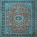 Square Machine Washable Persian Light Blue Traditional Rug, wshtr1884lblu