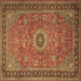 Square Machine Washable Persian Brown Traditional Rug, wshtr1884brn