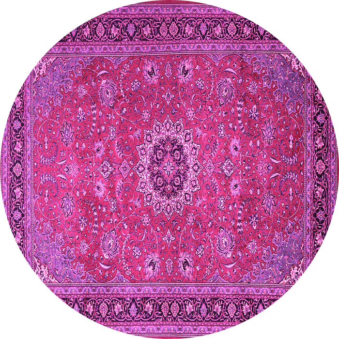 Round Machine Washable Persian Pink Traditional Rug, wshtr1884pnk