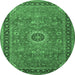 Round Persian Emerald Green Traditional Rug, tr1884emgrn