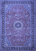 Machine Washable Persian Blue Traditional Rug, wshtr1884blu