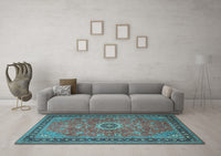 Machine Washable Persian Light Blue Traditional Rug, wshtr1884lblu