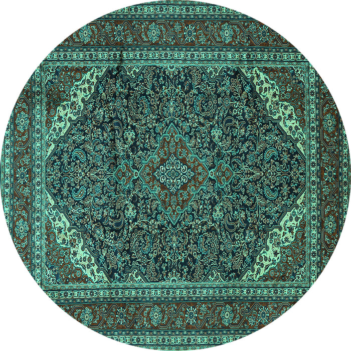 Round Persian Turquoise Traditional Rug, tr1885turq