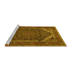 Sideview of Machine Washable Persian Yellow Traditional Rug, wshtr1885yw