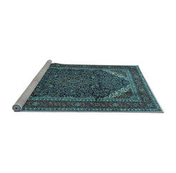 Sideview of Machine Washable Persian Light Blue Traditional Rug, wshtr1885lblu