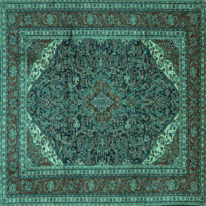 Square Persian Turquoise Traditional Rug, tr1885turq