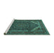 Sideview of Machine Washable Persian Turquoise Traditional Area Rugs, wshtr1885turq