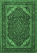 Machine Washable Persian Emerald Green Traditional Area Rugs, wshtr1885emgrn