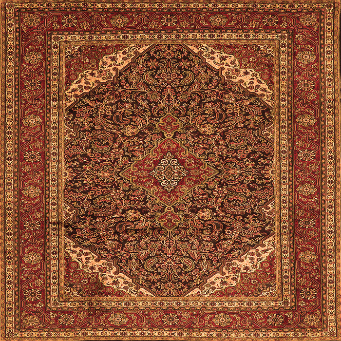 Round Machine Washable Persian Orange Traditional Area Rugs, wshtr1885org