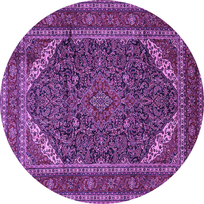 Round Machine Washable Persian Purple Traditional Area Rugs, wshtr1885pur