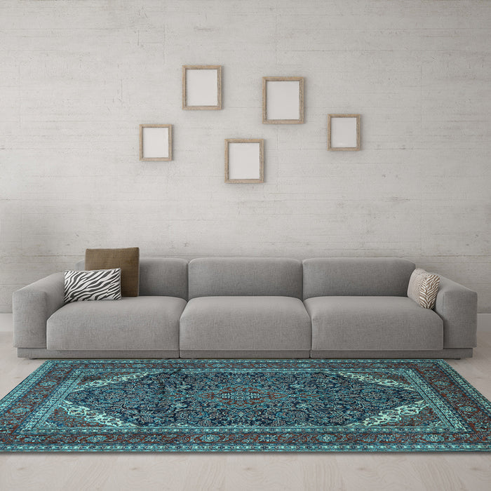Machine Washable Persian Light Blue Traditional Rug in a Living Room, wshtr1885lblu