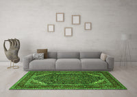 Machine Washable Persian Green Traditional Rug, wshtr1885grn