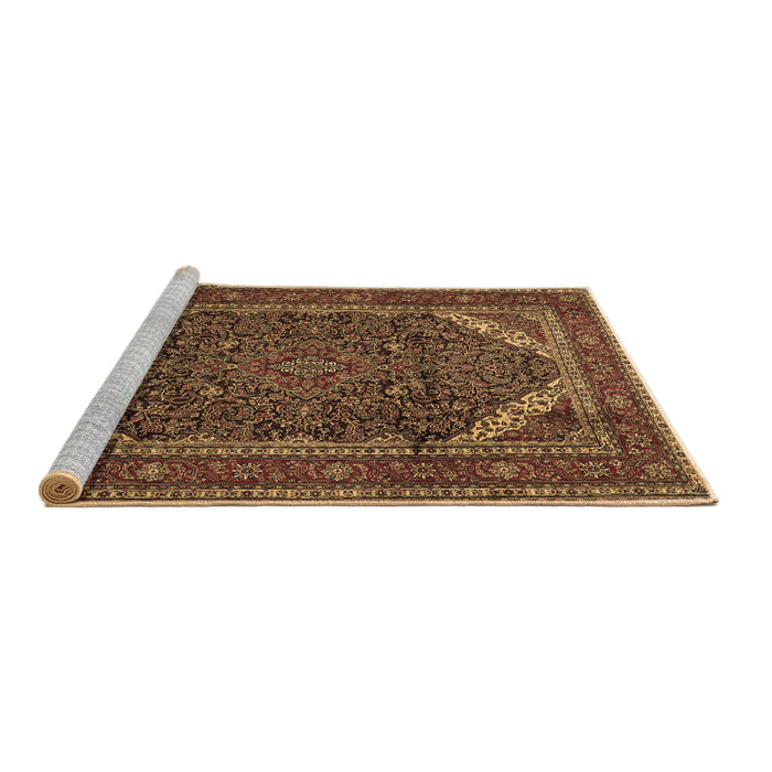 Sideview of Machine Washable Persian Brown Traditional Rug, wshtr1885brn