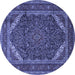 Round Machine Washable Persian Blue Traditional Rug, wshtr1885blu