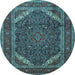 Round Machine Washable Persian Light Blue Traditional Rug, wshtr1885lblu