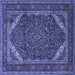 Square Machine Washable Persian Blue Traditional Rug, wshtr1885blu