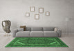 Machine Washable Persian Emerald Green Traditional Area Rugs in a Living Room,, wshtr1885emgrn