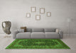 Machine Washable Persian Green Traditional Area Rugs in a Living Room,, wshtr1886grn