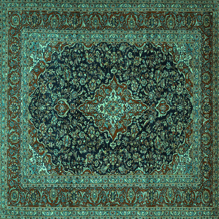 Square Machine Washable Persian Turquoise Traditional Area Rugs, wshtr1886turq