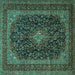 Square Machine Washable Persian Turquoise Traditional Area Rugs, wshtr1886turq