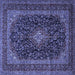 Square Machine Washable Persian Blue Traditional Rug, wshtr1886blu