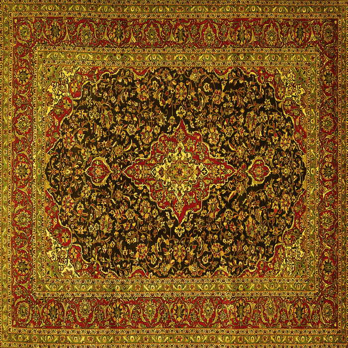 Square Machine Washable Persian Yellow Traditional Rug, wshtr1886yw
