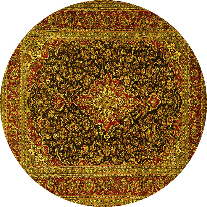 Round Persian Yellow Traditional Rug, tr1886yw