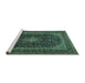 Sideview of Machine Washable Persian Turquoise Traditional Area Rugs, wshtr1886turq