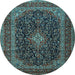 Round Machine Washable Persian Light Blue Traditional Rug, wshtr1886lblu