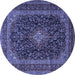 Round Machine Washable Persian Blue Traditional Rug, wshtr1886blu