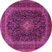 Round Machine Washable Persian Pink Traditional Rug, wshtr1886pnk