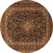 Round Machine Washable Persian Brown Traditional Rug, wshtr1886brn