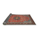 Sideview of Traditional Saffron Red Medallion Rug, tr1887