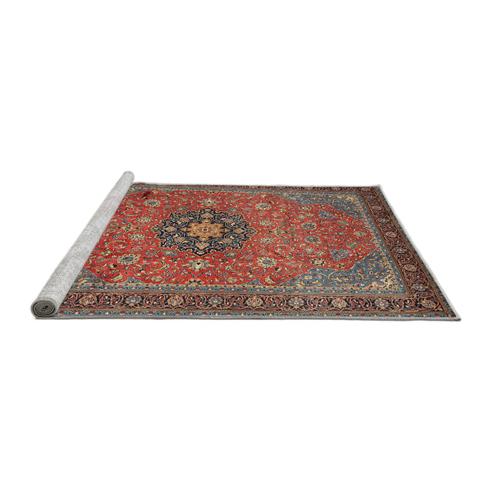 Sideview of Machine Washable Traditional Saffron Red Rug, wshtr1887