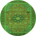 Machine Washable Medallion Green Traditional Area Rugs, wshtr1887grn