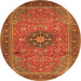 Machine Washable Medallion Orange Traditional Area Rugs, wshtr1887org