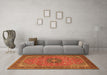 Machine Washable Medallion Orange Traditional Area Rugs in a Living Room, wshtr1887org