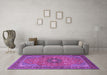 Machine Washable Medallion Purple Traditional Area Rugs in a Living Room, wshtr1887pur