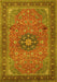 Machine Washable Medallion Yellow Traditional Rug, wshtr1887yw