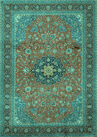 Medallion Turquoise Traditional Rug, tr1887turq