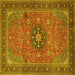 Square Machine Washable Medallion Yellow Traditional Rug, wshtr1887yw