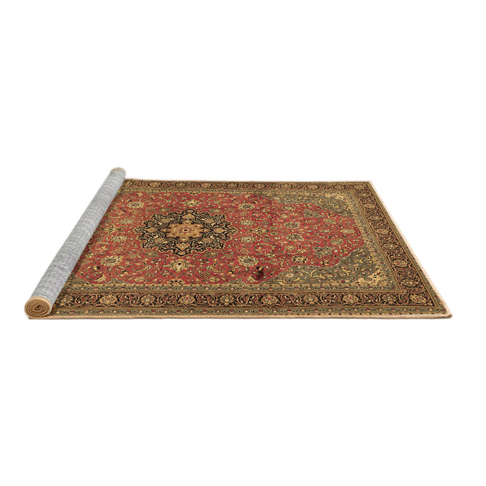 Sideview of Machine Washable Medallion Brown Traditional Rug, wshtr1887brn
