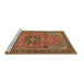 Sideview of Machine Washable Medallion Brown Traditional Rug, wshtr1887brn