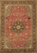 Machine Washable Medallion Brown Traditional Rug, wshtr1887brn