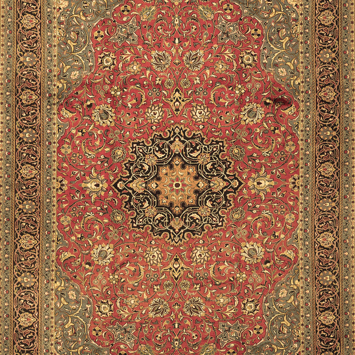Machine Washable Medallion Brown Traditional Rug, wshtr1887brn