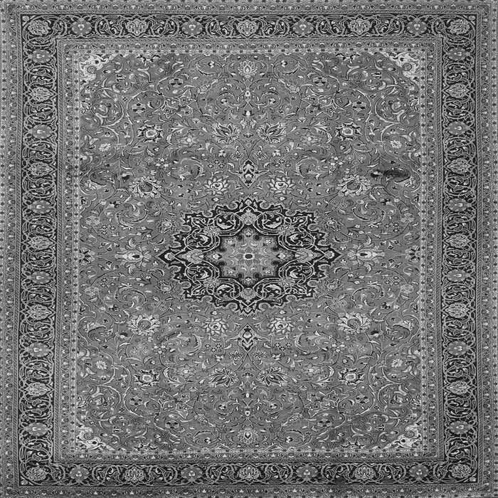 Round Machine Washable Medallion Gray Traditional Rug, wshtr1887gry