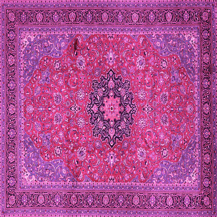 Square Machine Washable Medallion Pink Traditional Rug, wshtr1887pnk