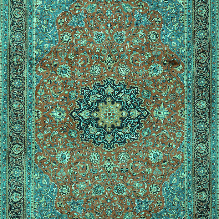 Machine Washable Medallion Turquoise Traditional Area Rugs, wshtr1887turq