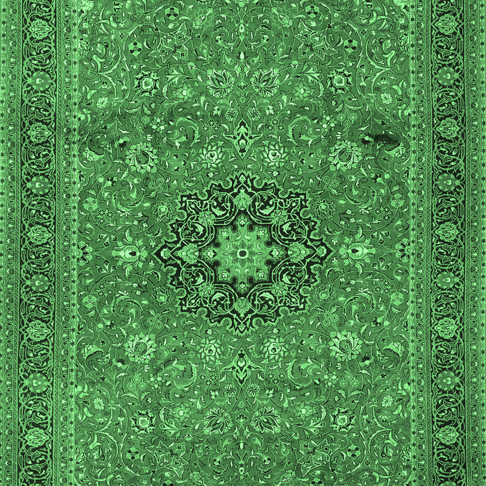 Machine Washable Medallion Emerald Green Traditional Area Rugs, wshtr1887emgrn