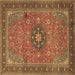 Square Medallion Brown Traditional Rug, tr1887brn